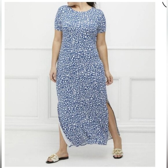 ELOQUII Elements Blue and White Printed Rayon Women's Maxi Dress Size 18/20 - Picture 1 of 13